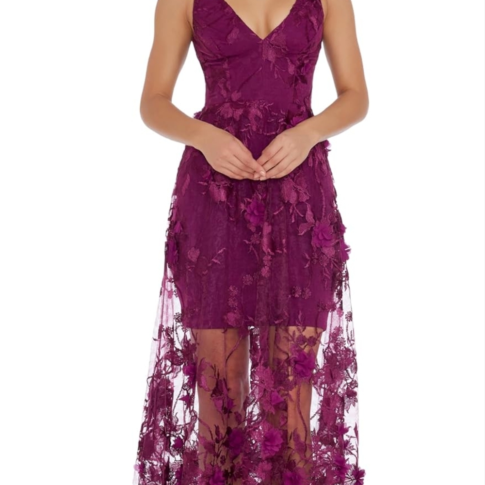Sidney Gown, Purple Floral Lace Dress